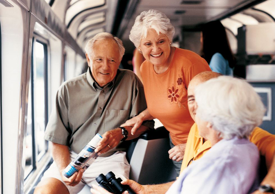 Couple enjoying Amtrak Train experience