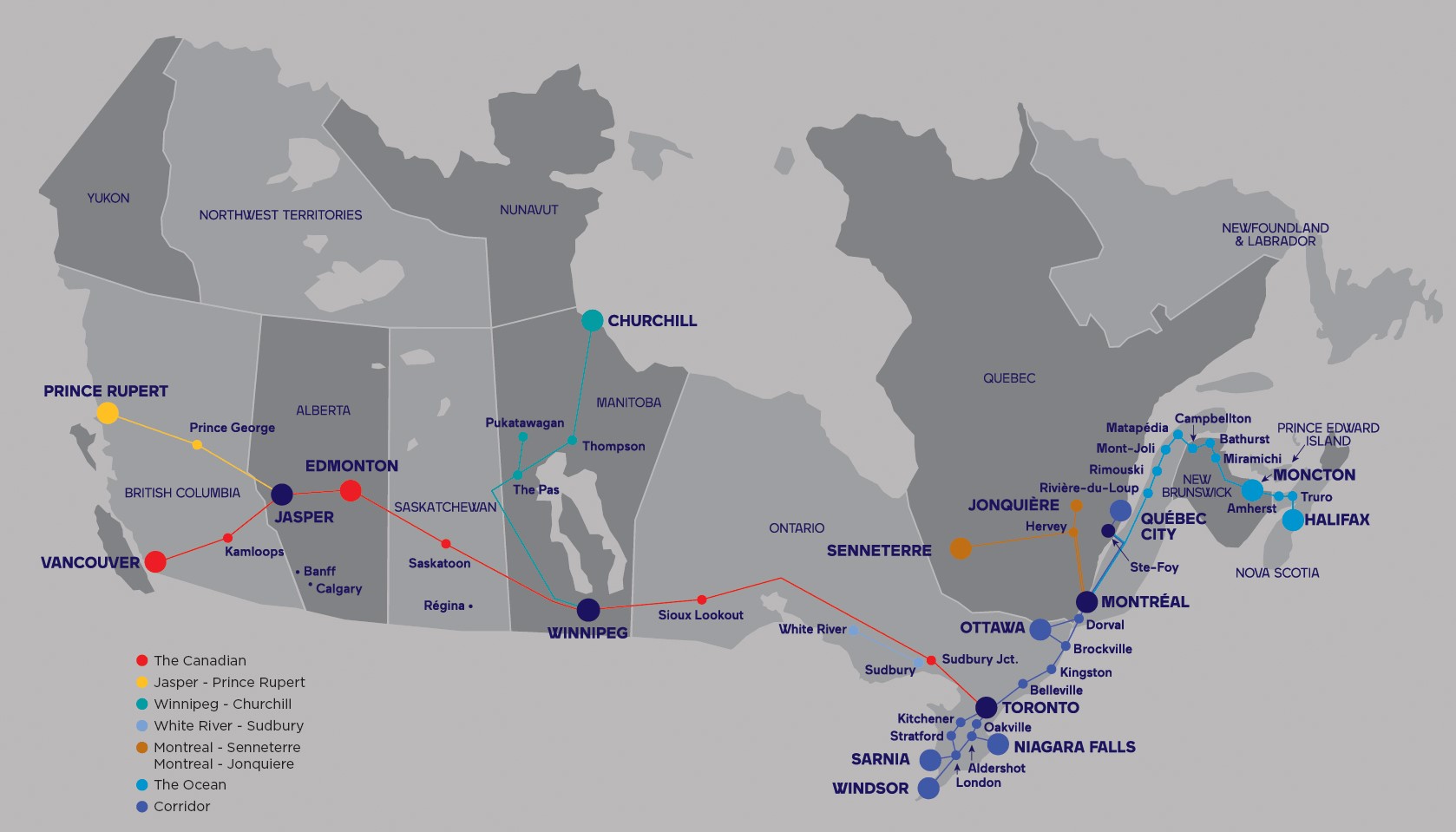 Via Rail Canada Map 7 Of The Best Train Trips In Canada And What You'll See Along The Way |  Amtrak Vacations®