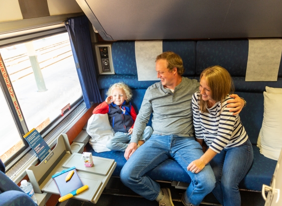 Small child and family onboard Amtrak small child and family onboard amtrak in private room