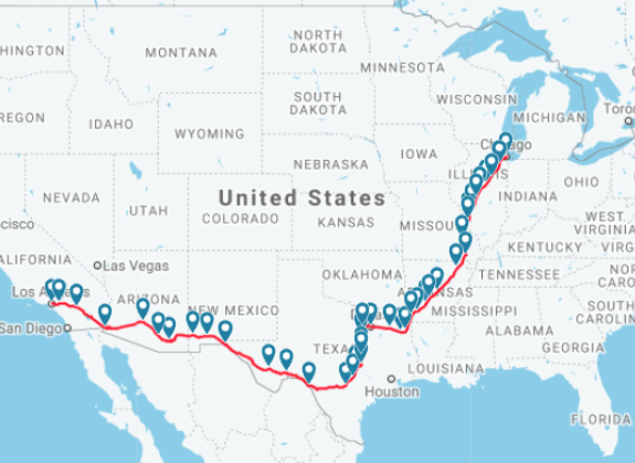 Routes_Texas-Eagle map