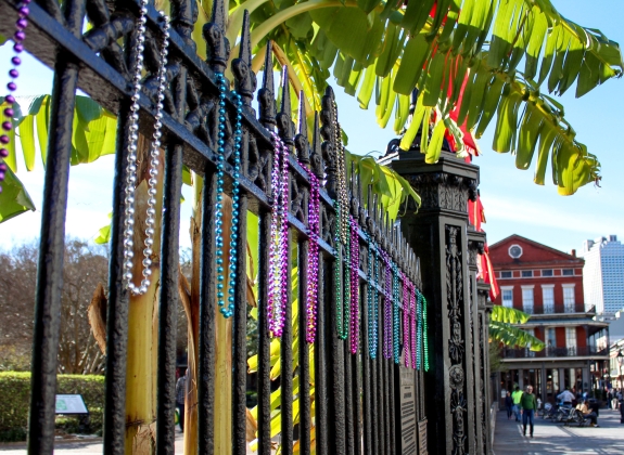 beads on a fence in new orleans