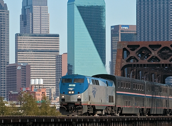 texas eagle train route going over a bridge