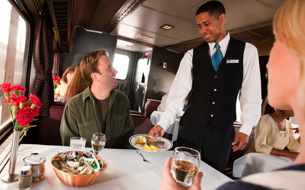 amtrak dining service providing a special meal