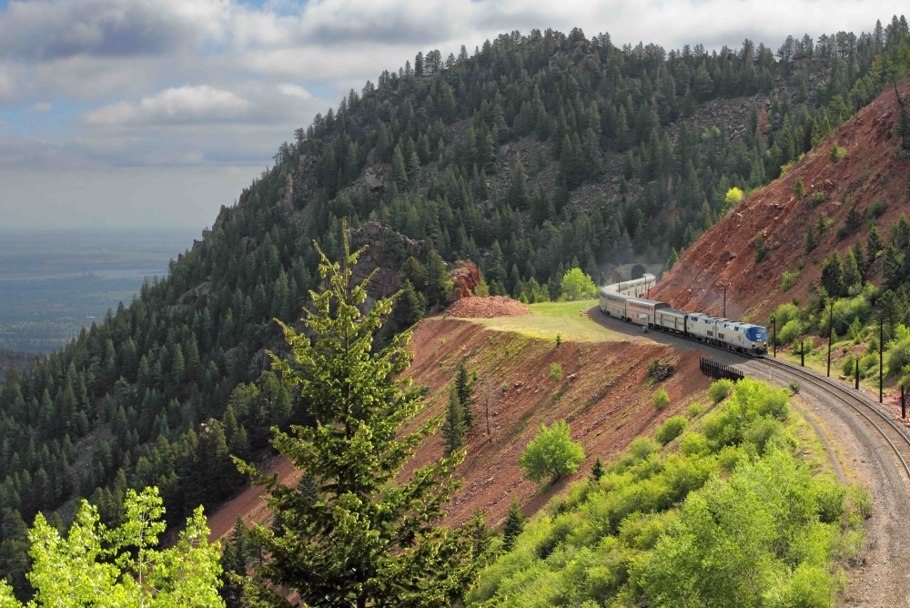 Amtrak's California Zephyr on a hillside