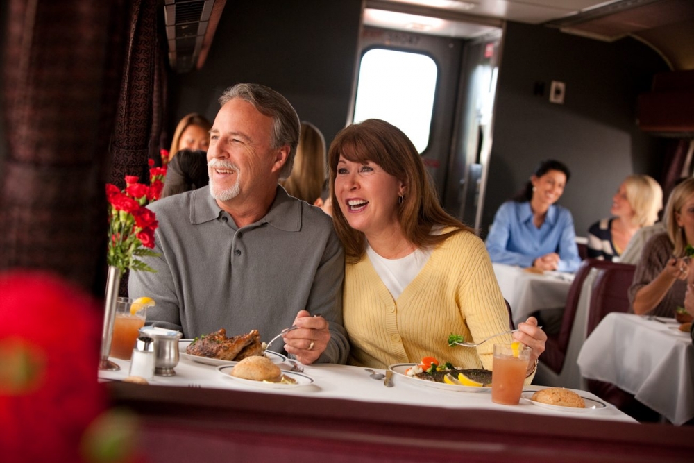 The Dining Car on Amtrak is the best way to enjoy the views and your meal.