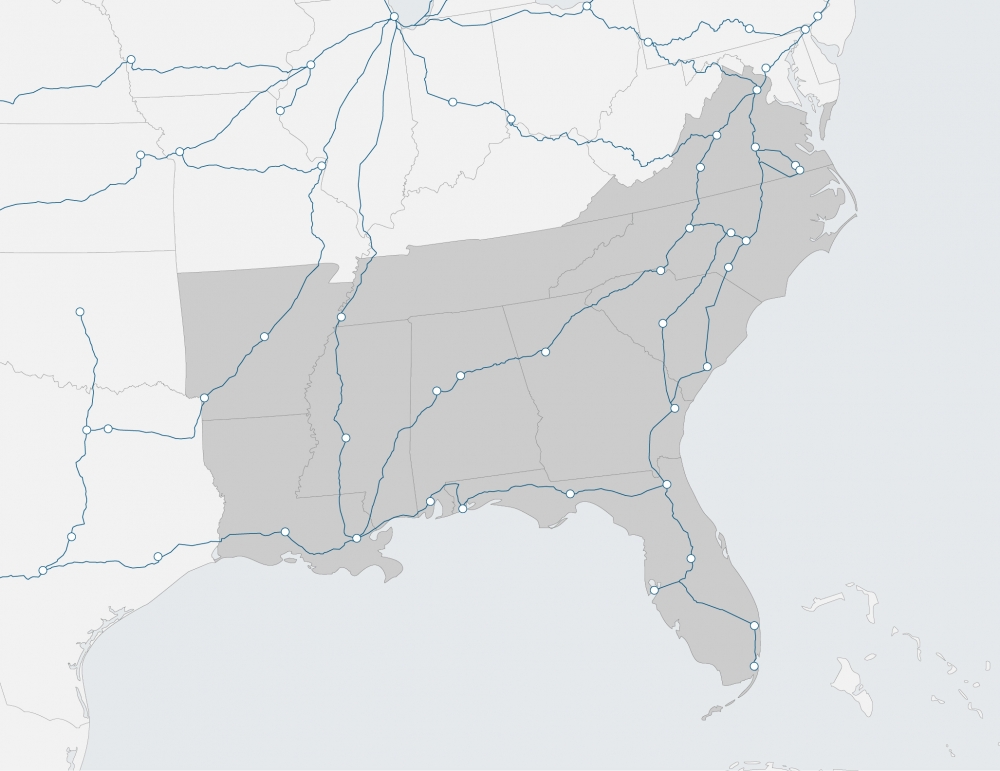 region map of southern US