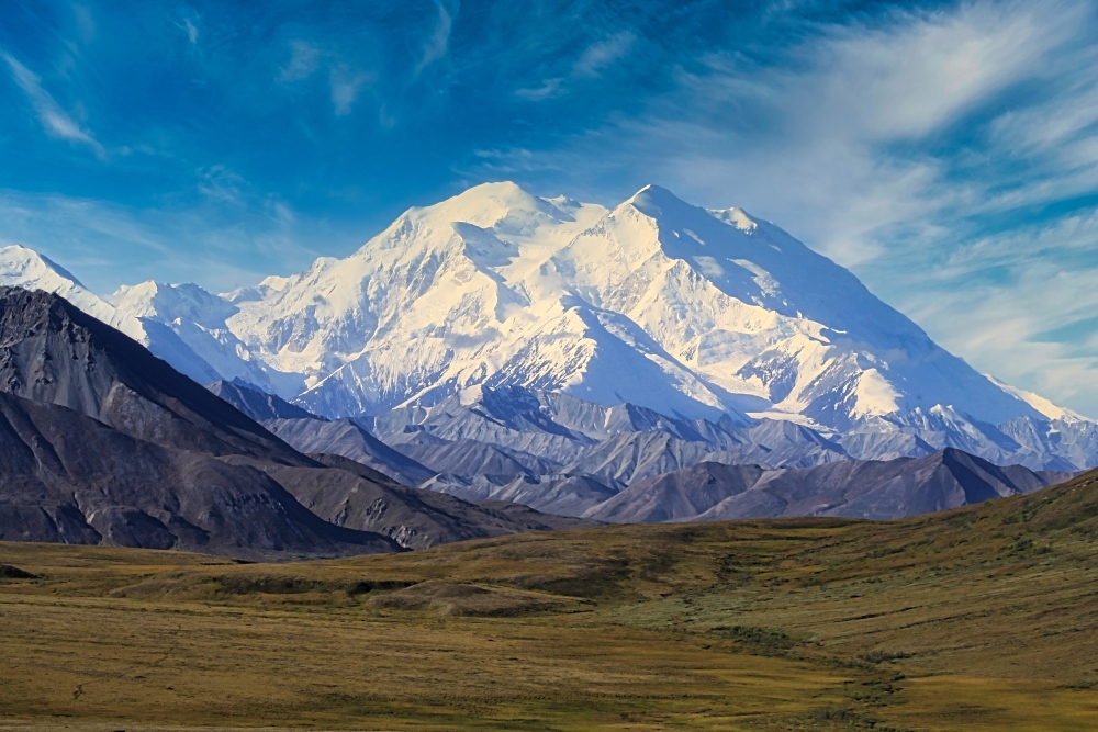 Mt Denali, formerly Mt Mckinley. The highest peak in North America ,captured on a sunny clear day.